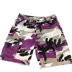 Big for Sam Mens Size Small Cargo‎ Shorts Purple Tan Camo Print Pockets